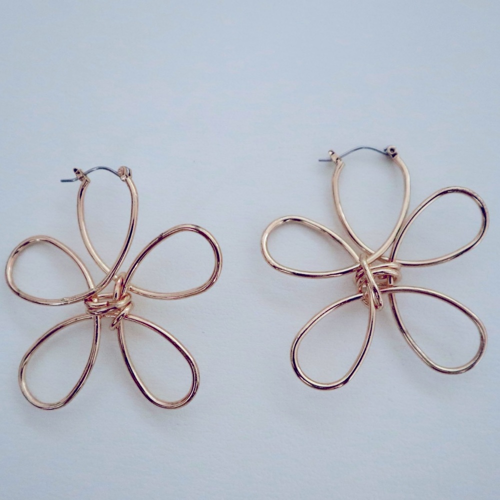 Wire Flower Hoop Earrings